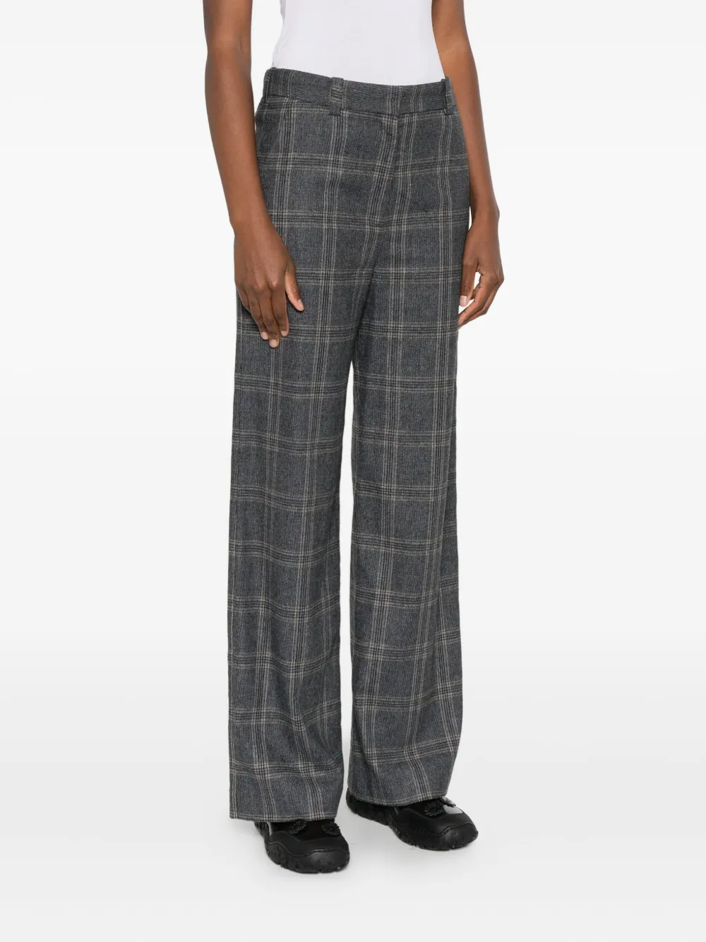 Maje Checked Tailored Trousers In Gray