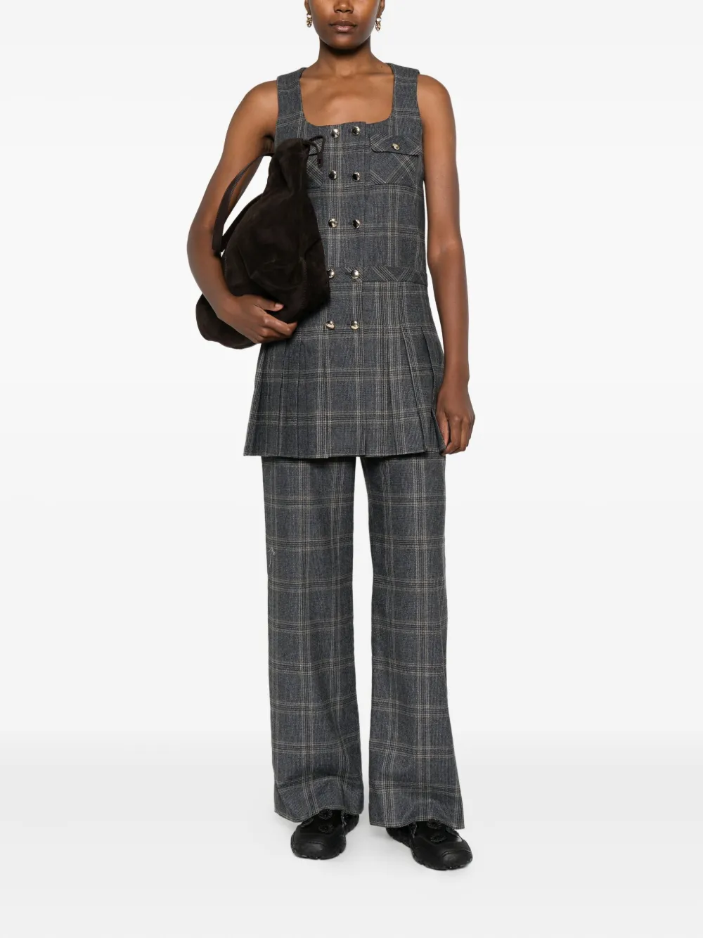 Maje checked tailored trousers - Grijs