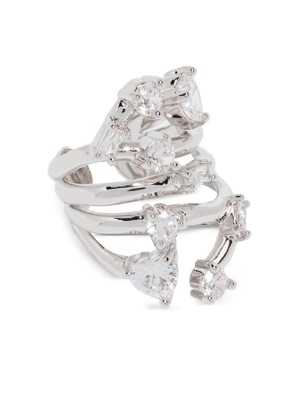 Maje rhinestone-embellished multi-row ring | Silver | Image 1