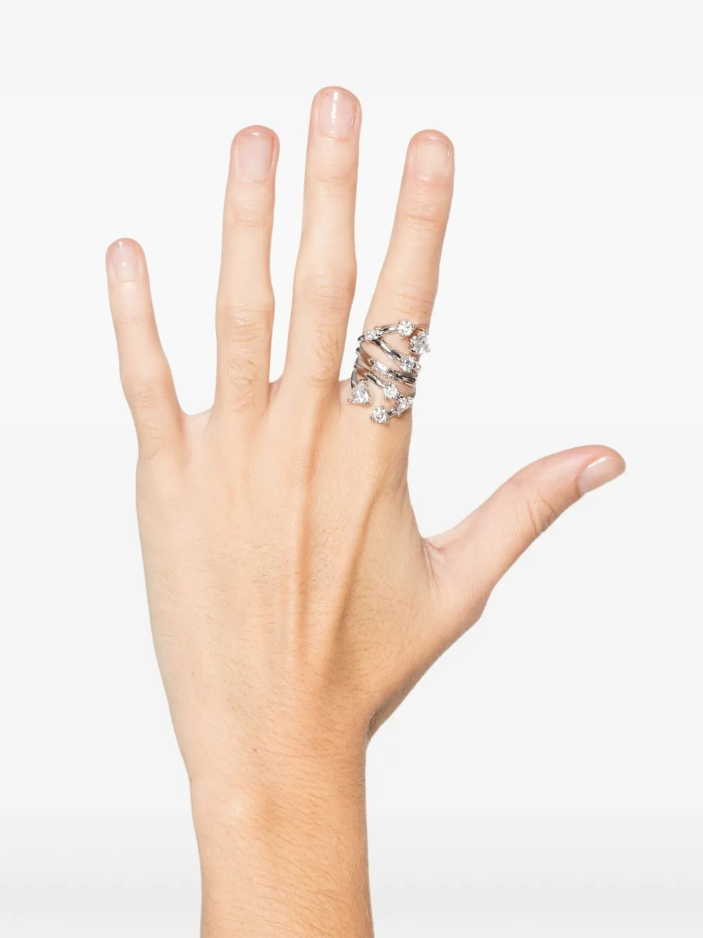 Maje rhinestone-embellished multi-row ring - Zilver
