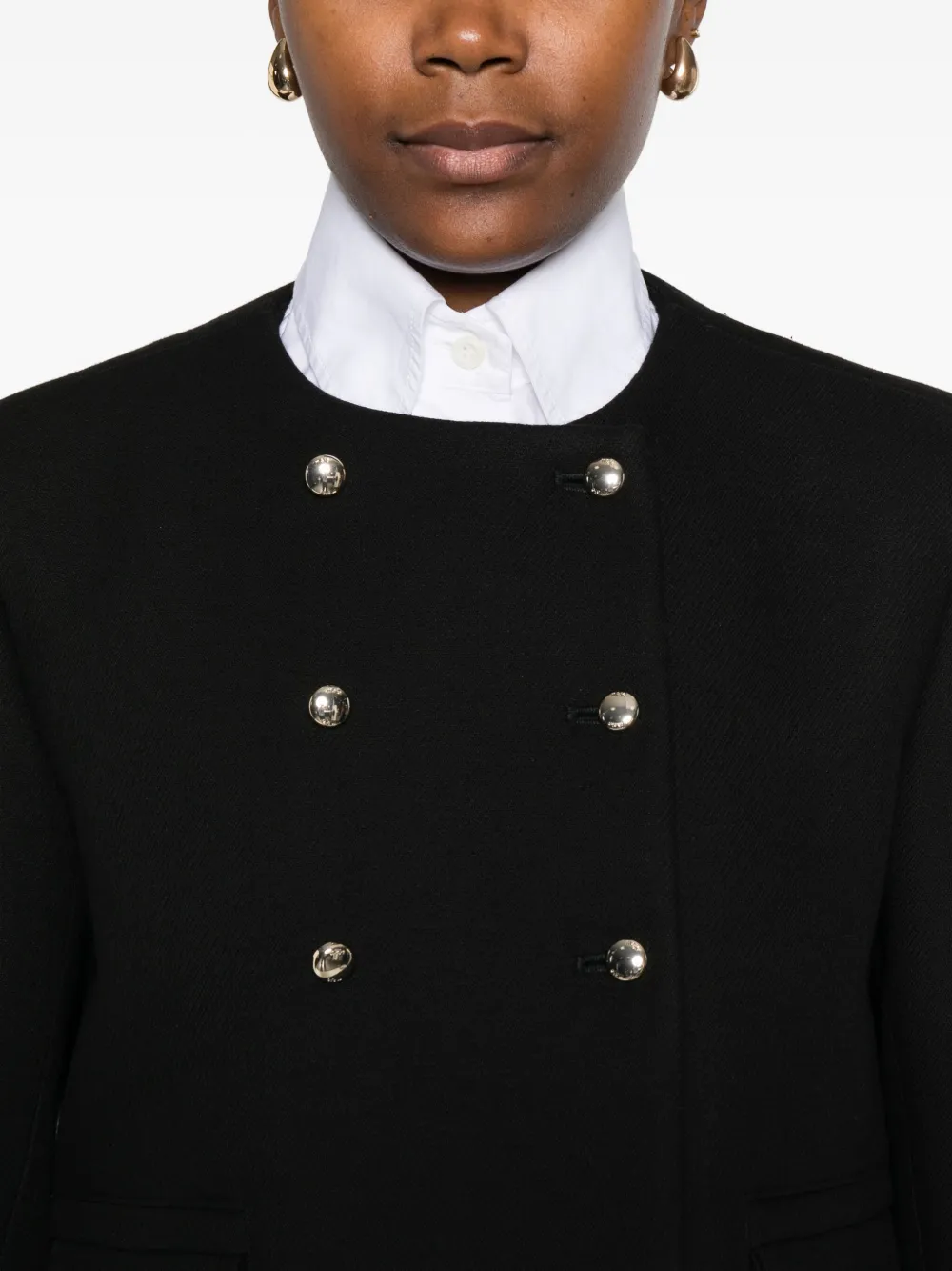 Maje Cropped blazer met dubbele rij knopen Zwart