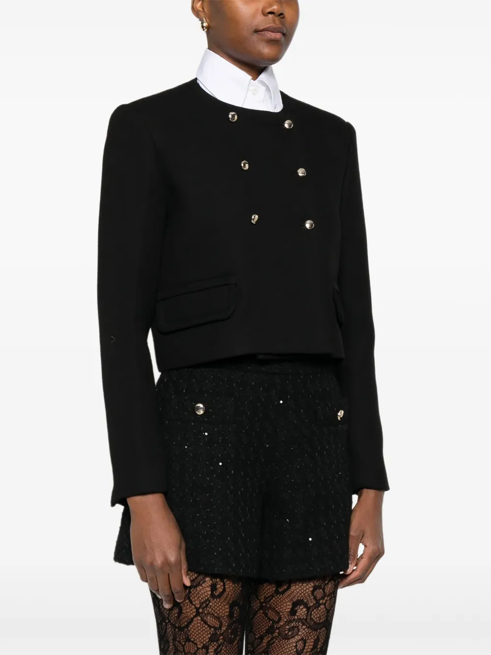Maje Cropped blazer met dubbele rij knopen Zwart
