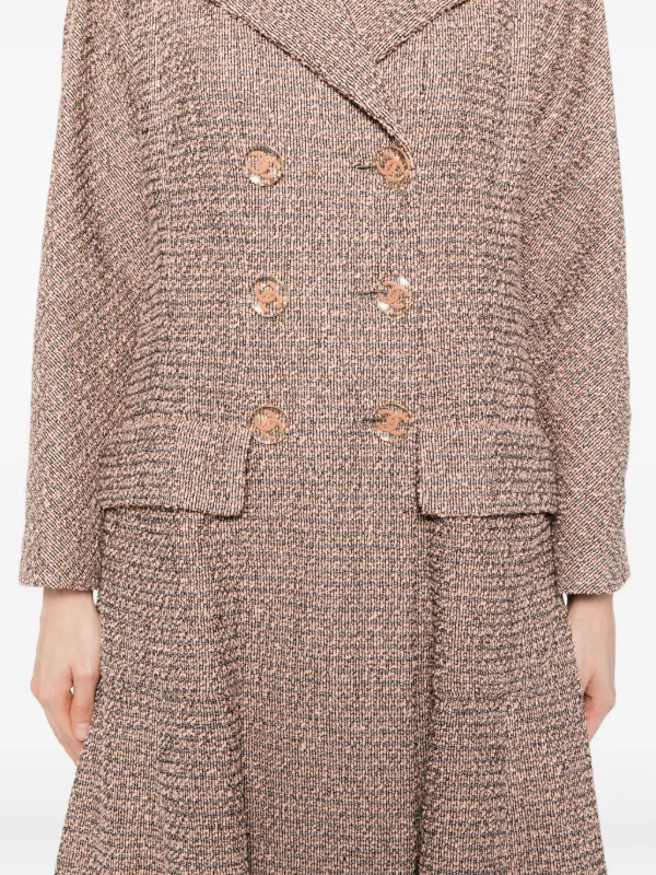 CHANEL Pre-Owned 2018 double-breasted Coat Pink FARFETCH JO