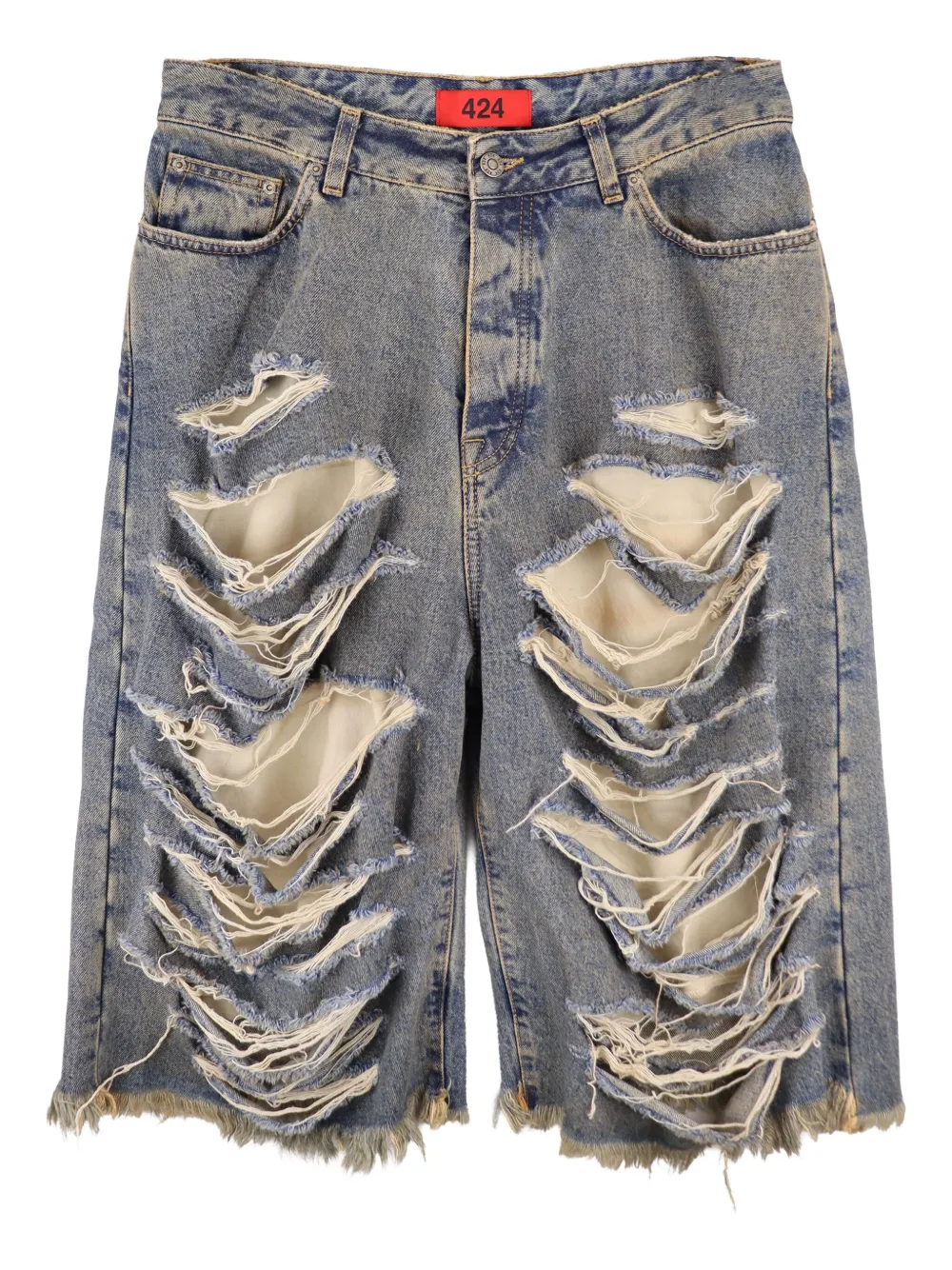 Big Daddy distressed knee-length denim shorts