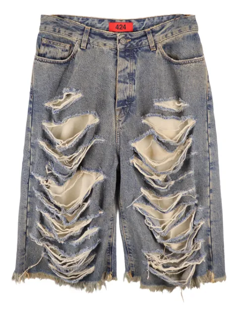 424 Knielange Big Daddy Jeans-Shorts im Distressed-Look