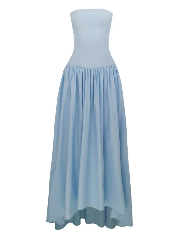 azeeza blue dress Midnight Ease Modest Tie-Waist Maxi Dress