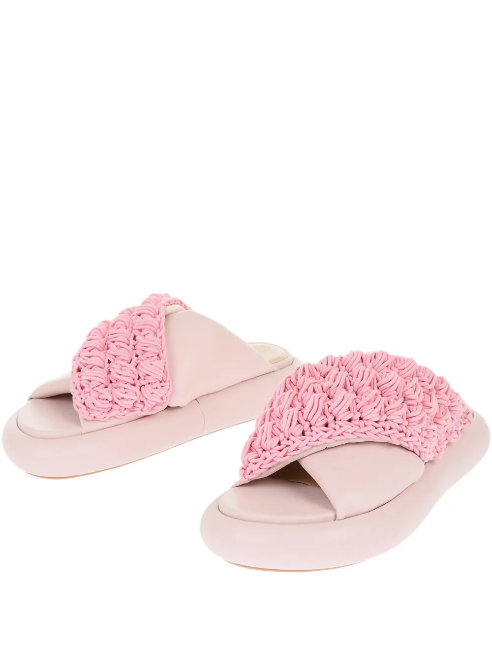 JW Anderson crossover-strap leather plaftorm slides Pink
