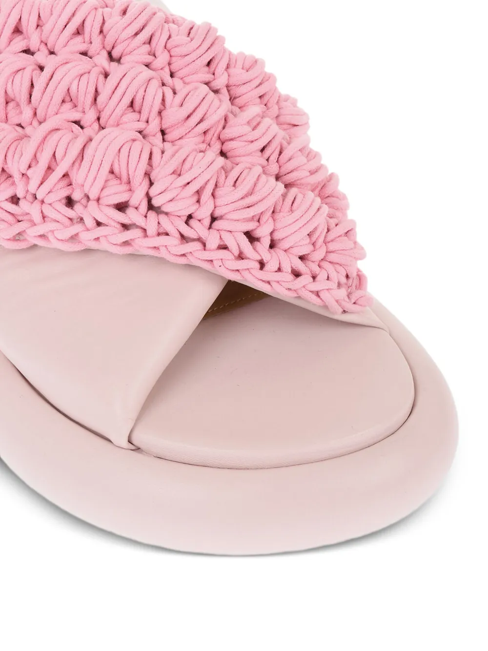 JW Anderson crossover-strap leather plaftorm slides Pink
