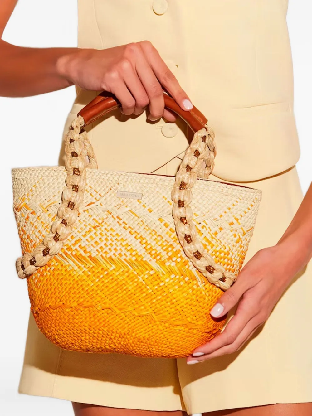 Aquazzura Shopper met logopatch Beige