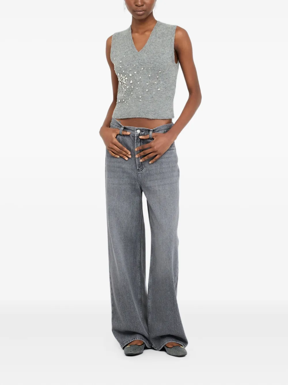 LIU JO high-rise wide-leg jeans Grijs