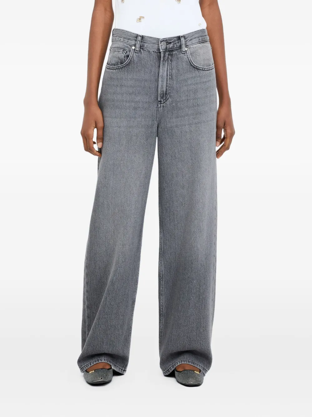 LIU JO high-rise wide-leg jeans Grijs
