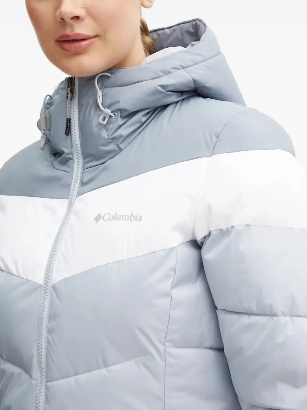 Columbia Ski-jack met chevron-streep en capuchon Blauw