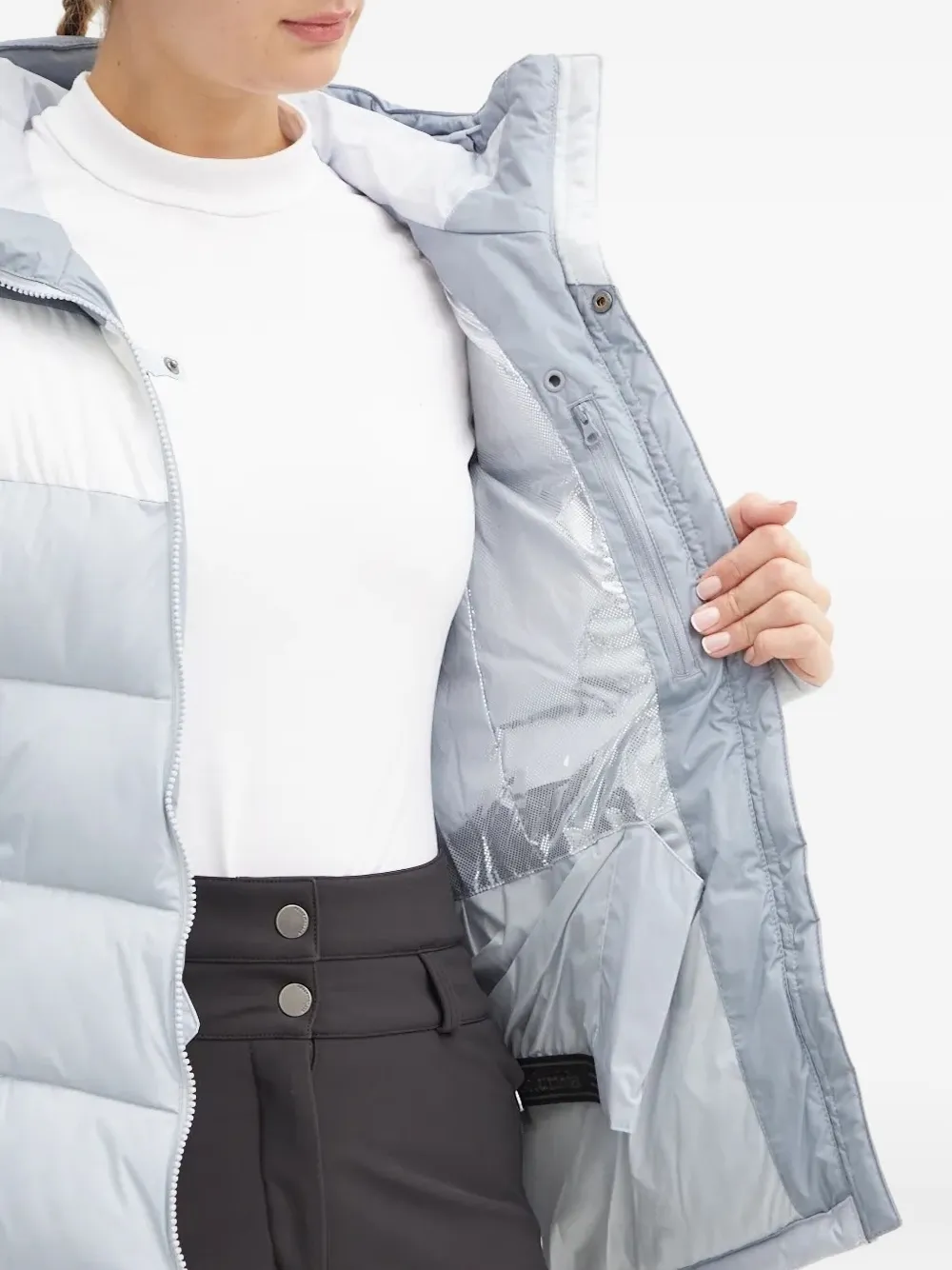 Columbia Ski-jack met chevron-streep en capuchon Blauw