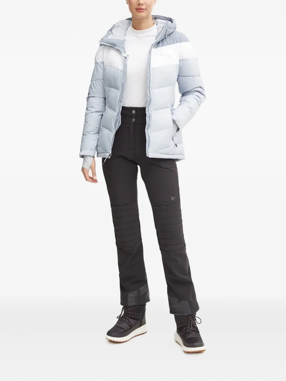 Columbia hooded chevron-quilted ski jacket Blauw