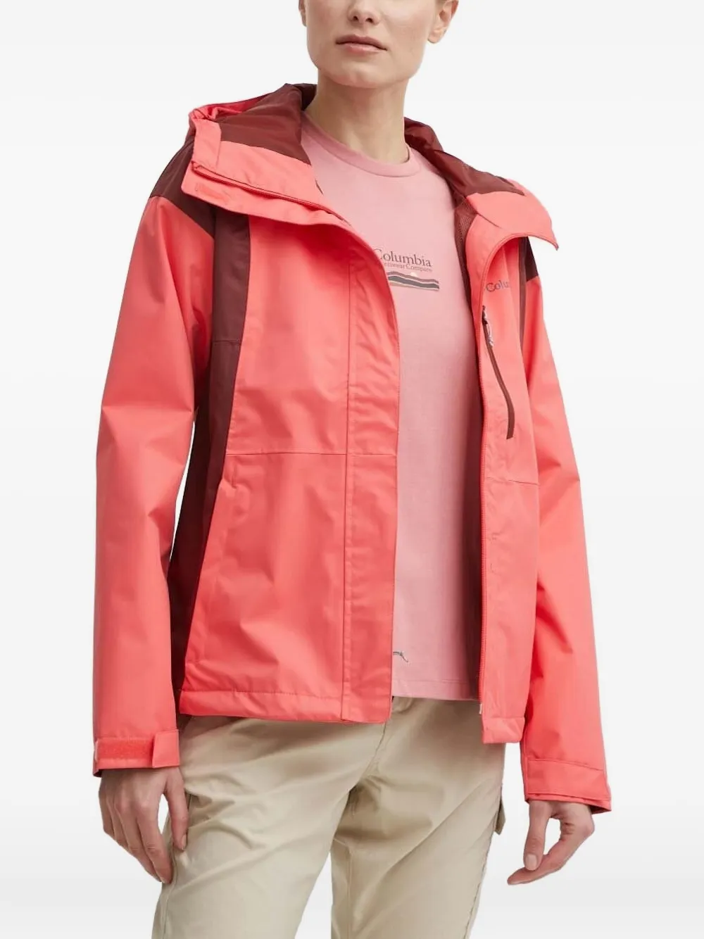 Columbia hooded panelled jacket Roze