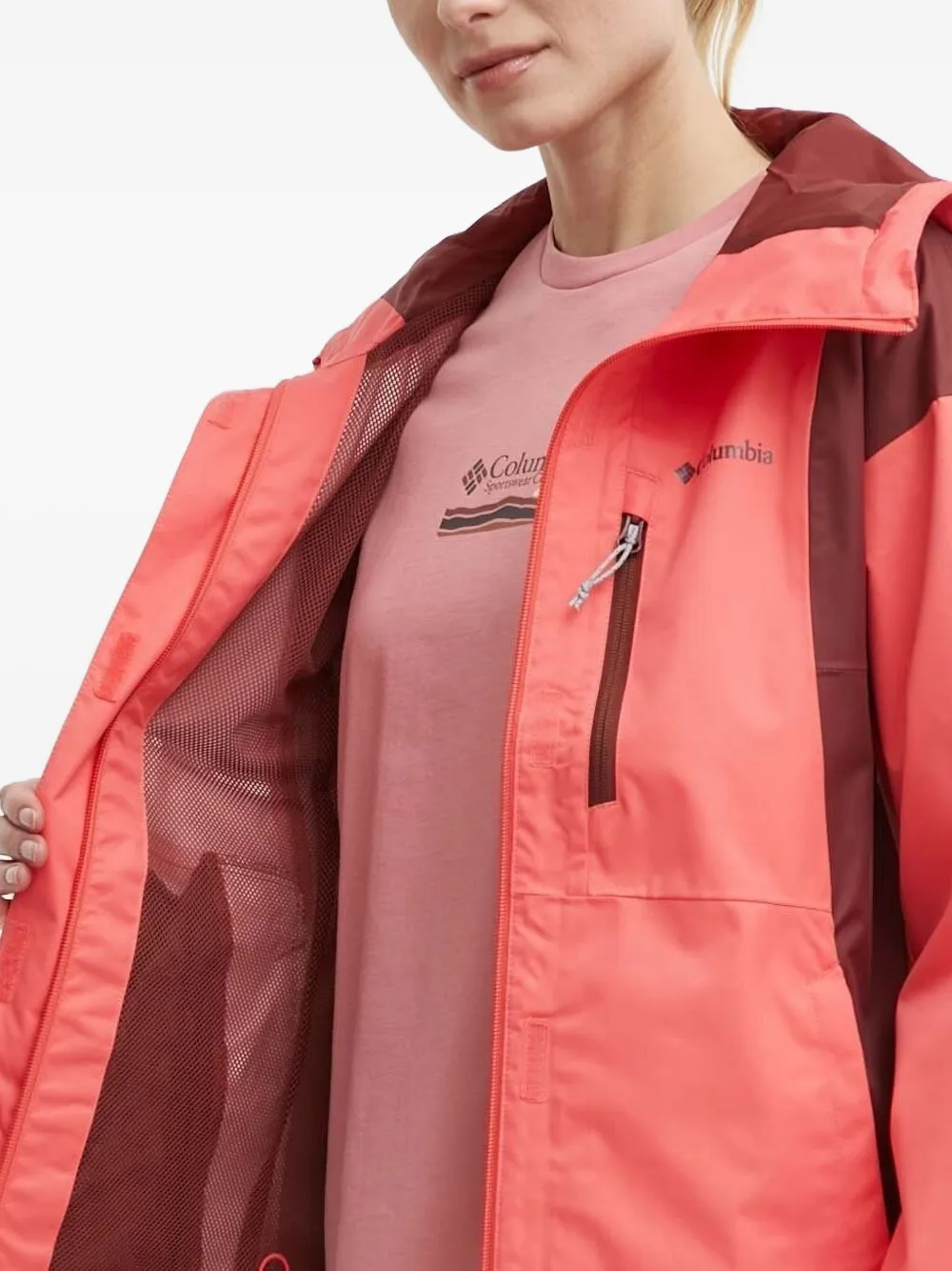 Columbia hooded panelled jacket Roze