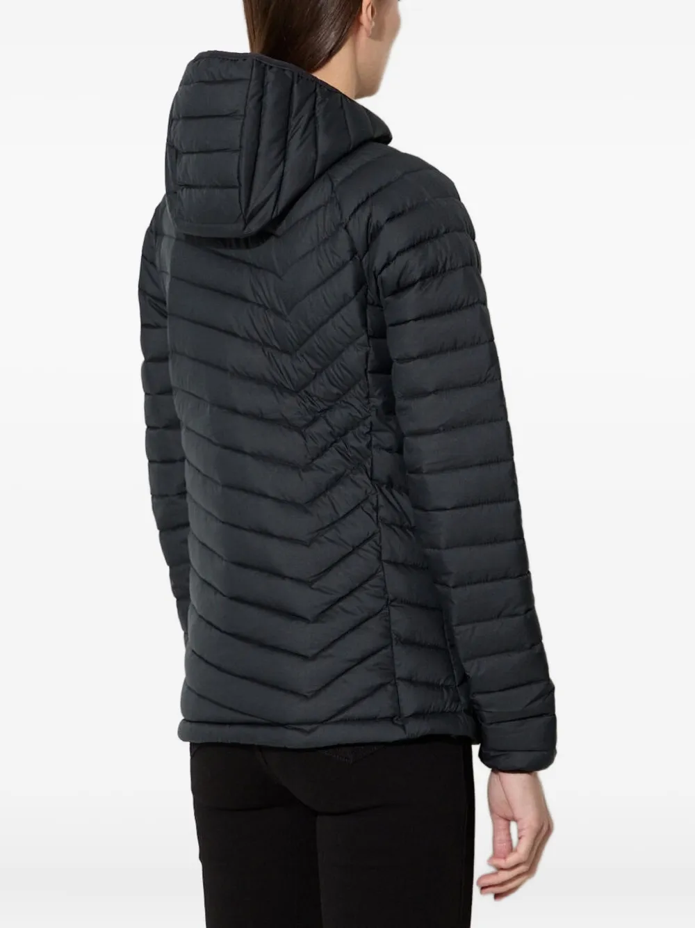 Columbia Hooded Chevron-quilted Puffer Jacket In Black