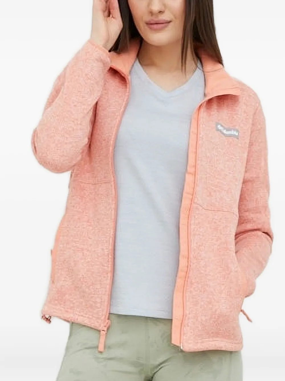 Columbia Logo-embroidered Zip-up Sweatshirt In Pink