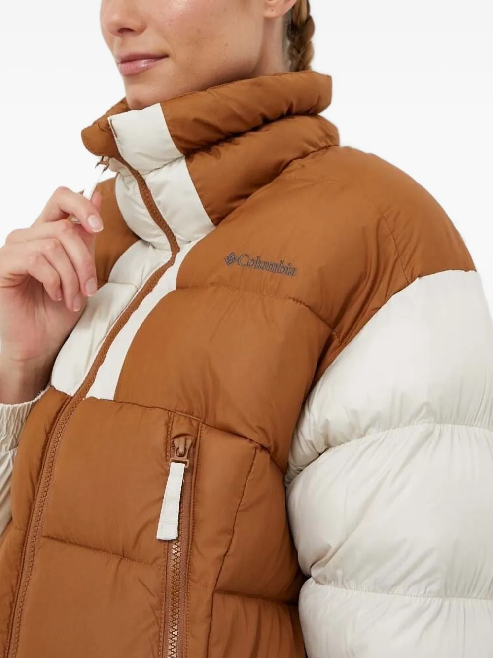 Columbia Donsjack met geborduurd logo Bruin
