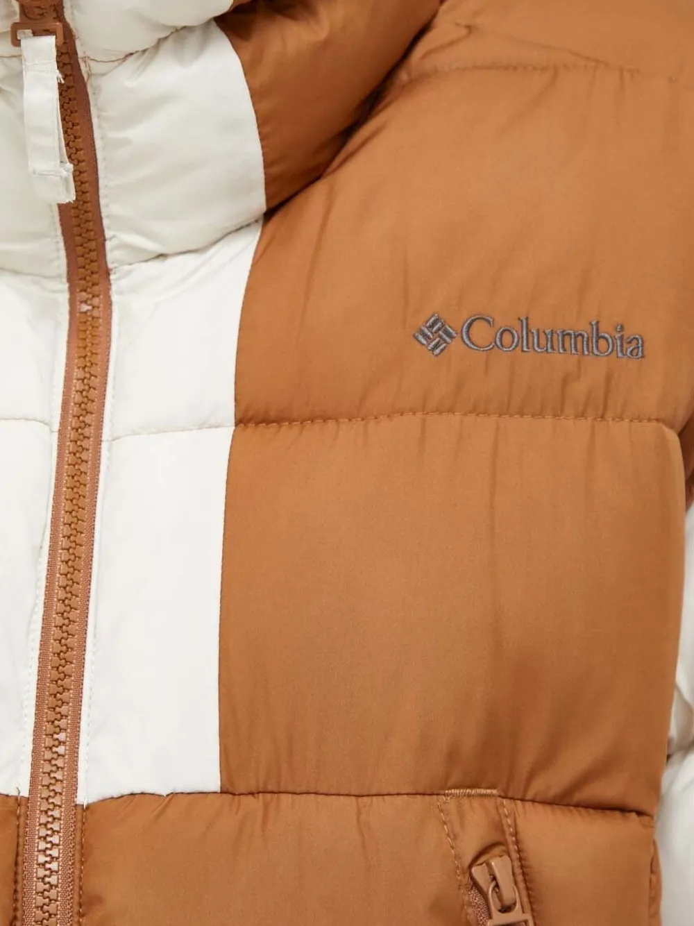 Columbia Donsjack met geborduurd logo Bruin