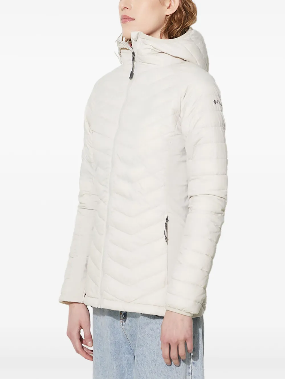 Columbia Hooded Chevron-quilted Puffer Jacket In White
