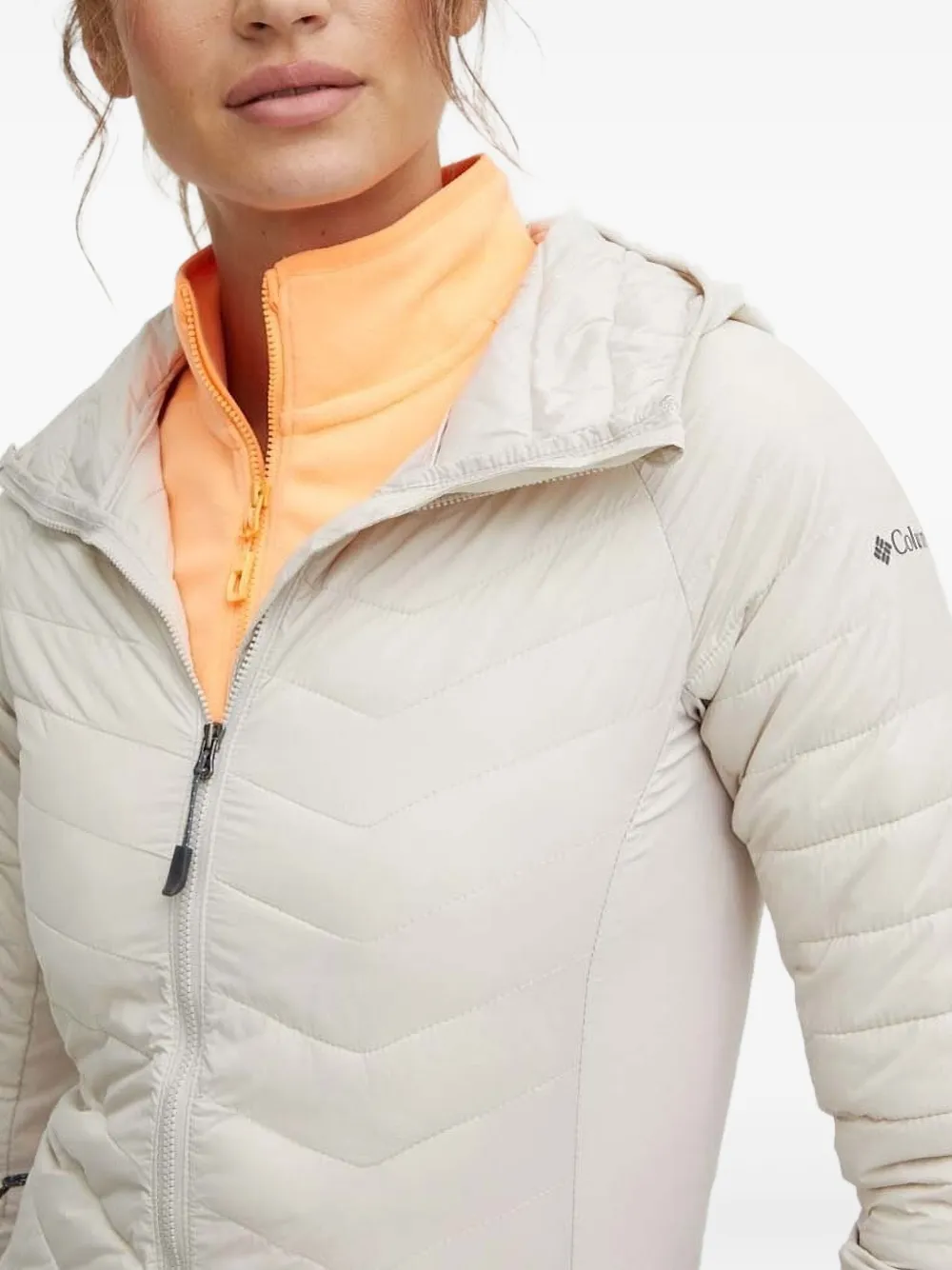 Columbia Hooded Chevron-quilted Puffer Jacket In White