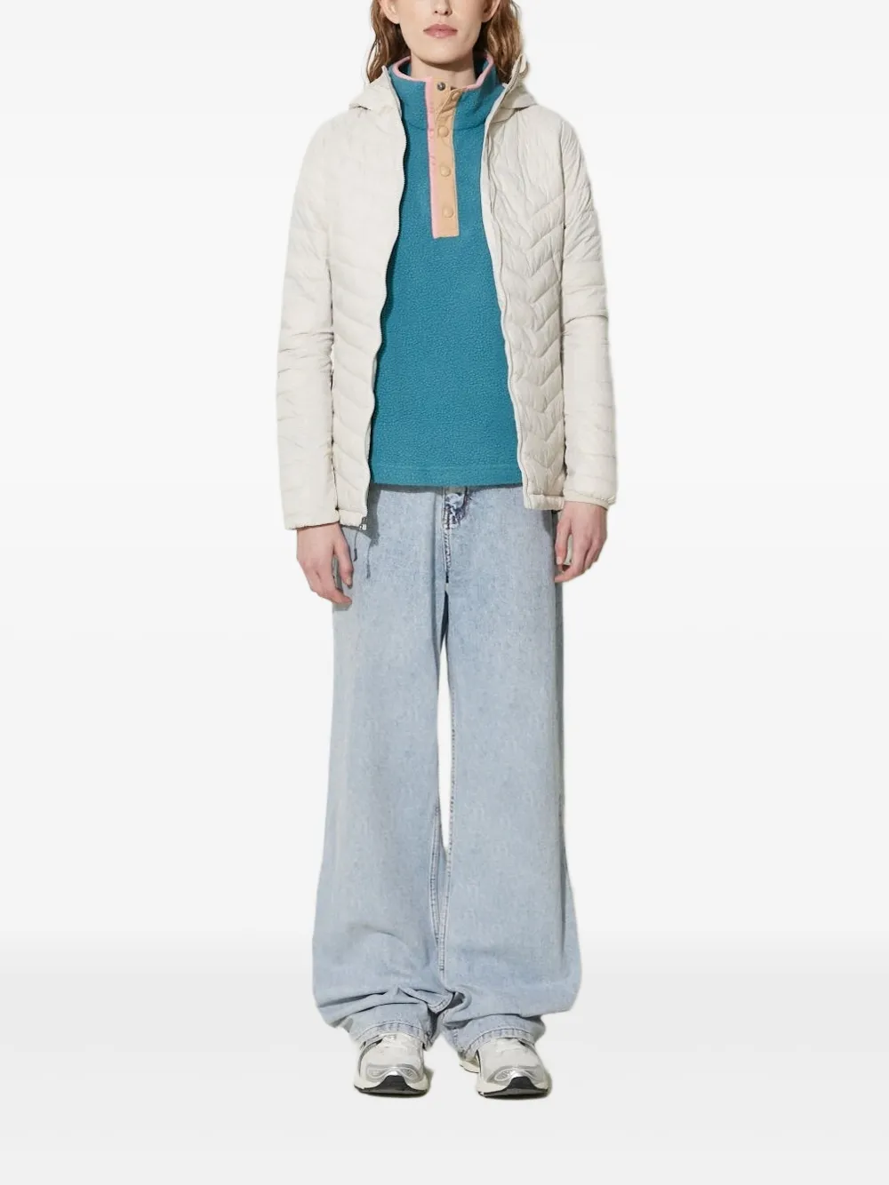 Columbia Hooded Chevron-quilted Puffer Jacket In White