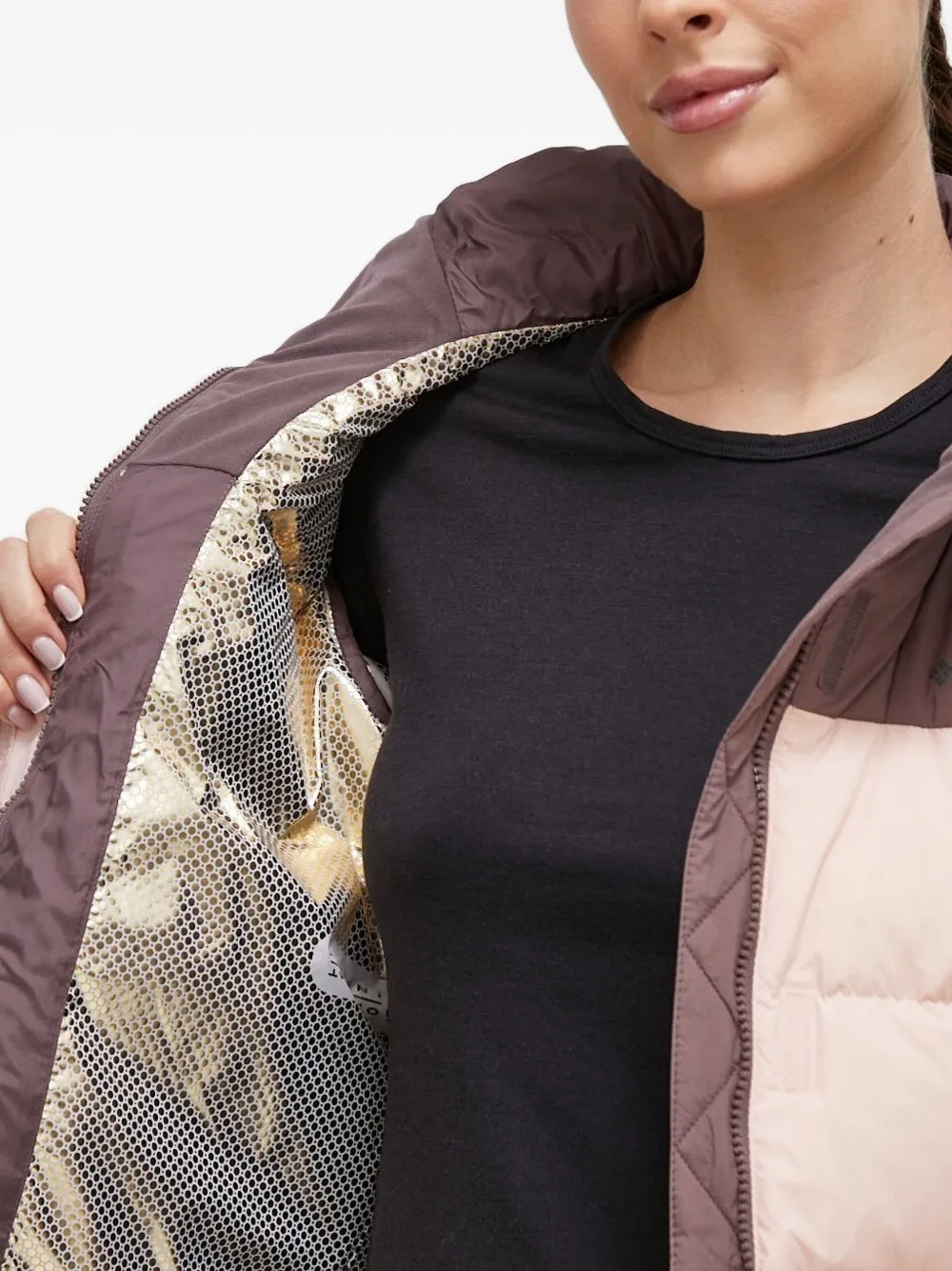 Columbia Gewatteerd jack met logoprint Roze