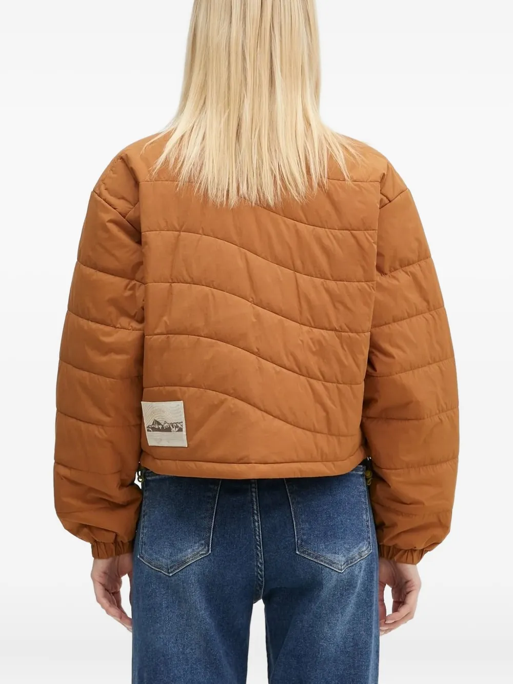 Columbia Wallowa™ Quilted Mountain-print Cropped Puffer Jacket In Orange