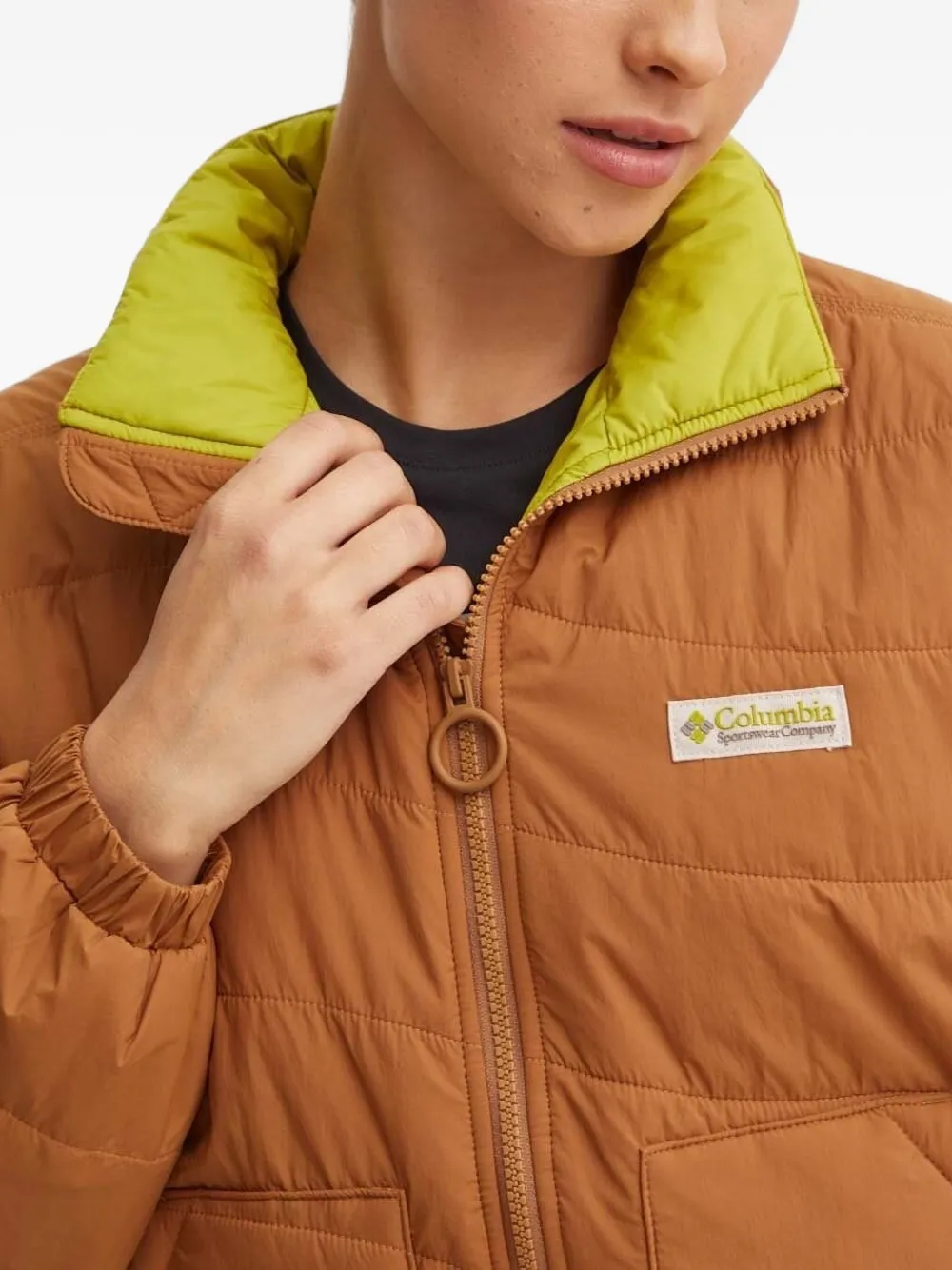 Columbia Wallowa™ Quilted Mountain-print Cropped Puffer Jacket In Orange
