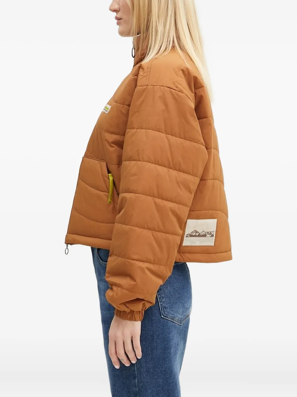 Columbia Wallowa™ Quilted Mountain-print Cropped Puffer Jacket In Orange