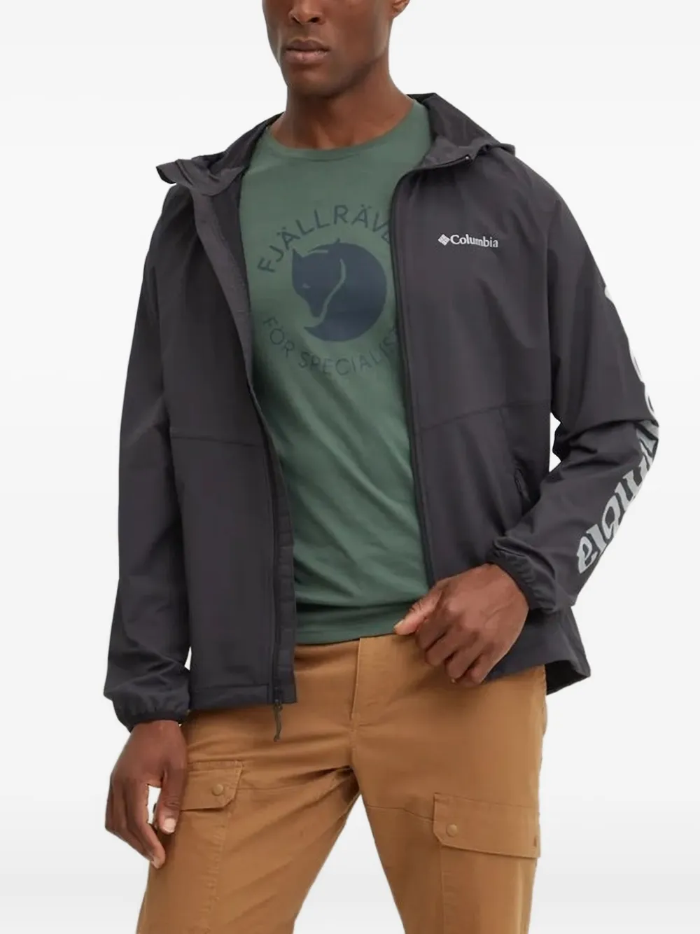 Columbia Jack met capuchon en logo op de mouwen Grijs