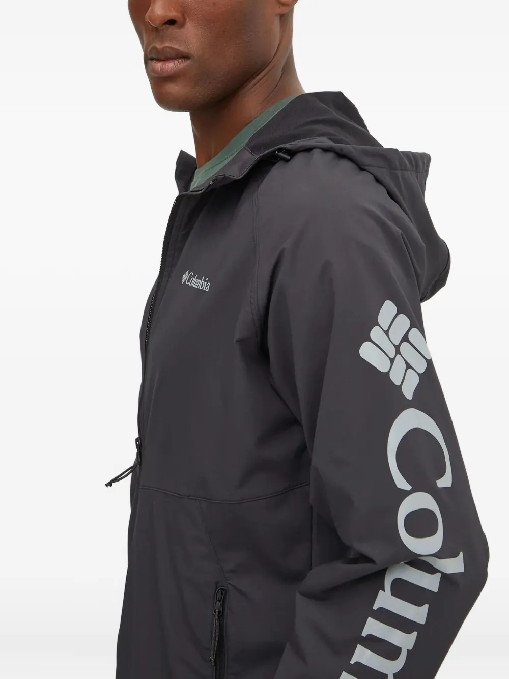 Columbia Jack met capuchon en logo op de mouwen Grijs