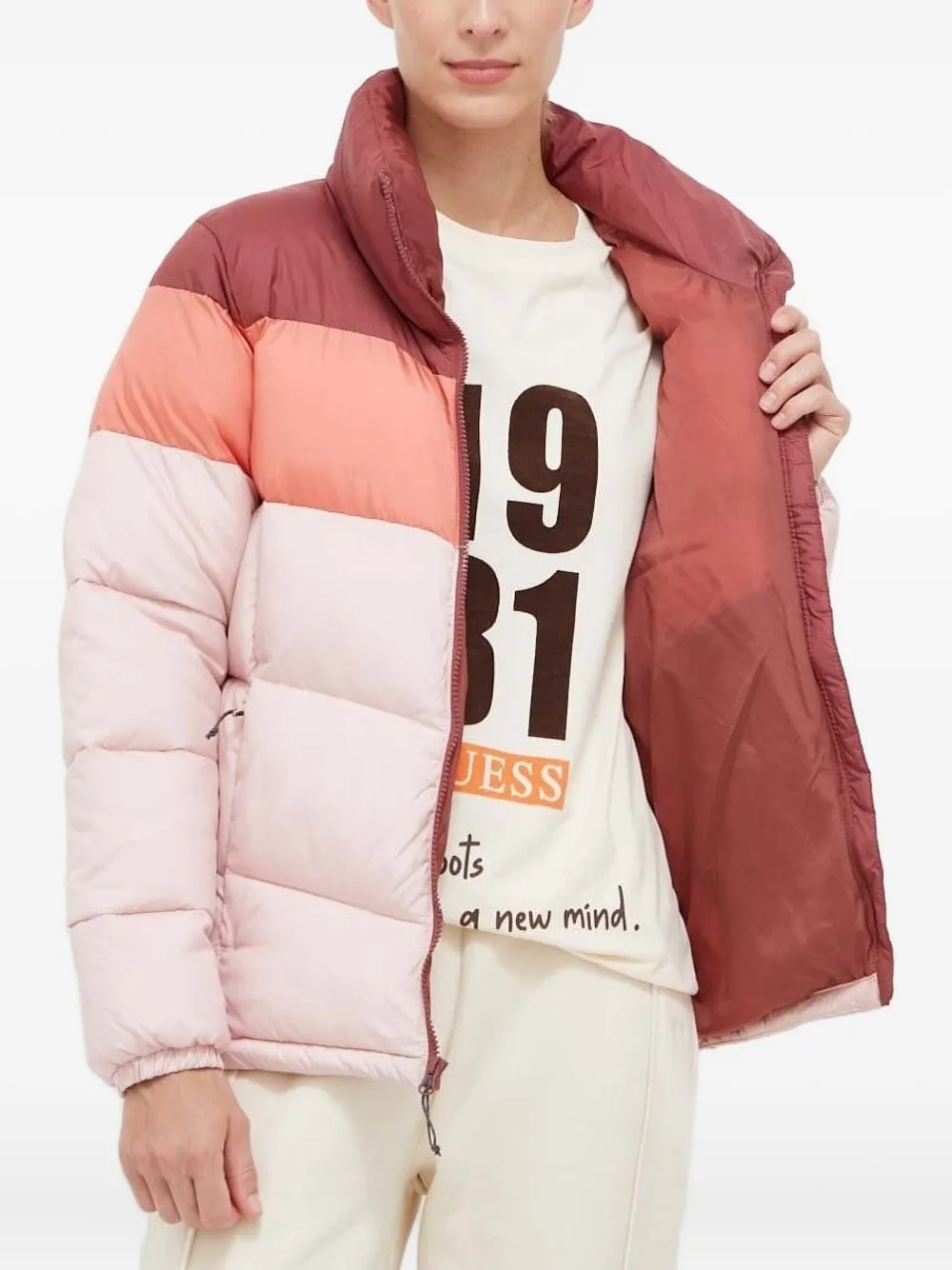 Columbia logo-print puffer jacket - ピンク Columbia logo-print puffer jacket - ピンク