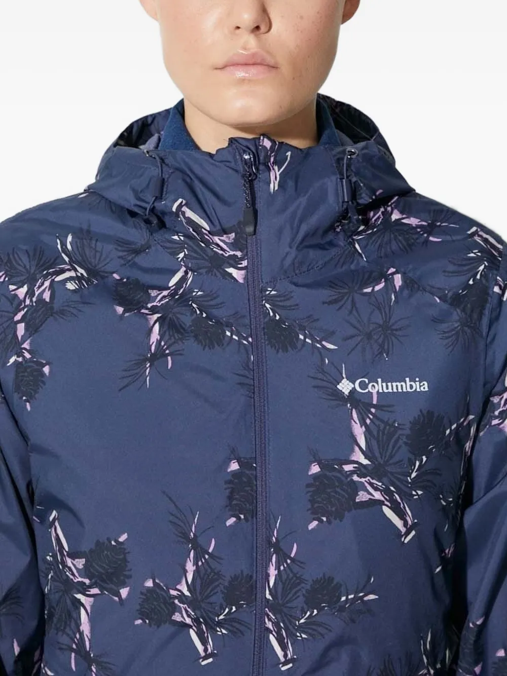 Columbia pine-print hooded jacket Blauw
