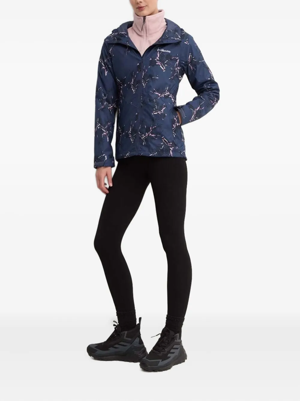 Columbia pine-print hooded jacket Blauw