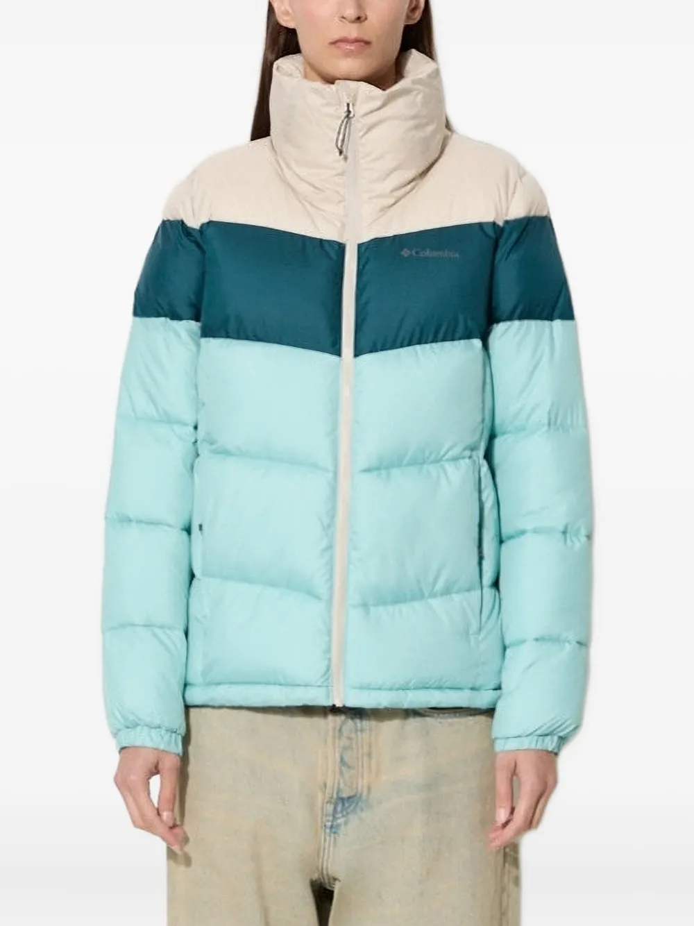 Columbia Puffect colour-block puffer jacket Blauw