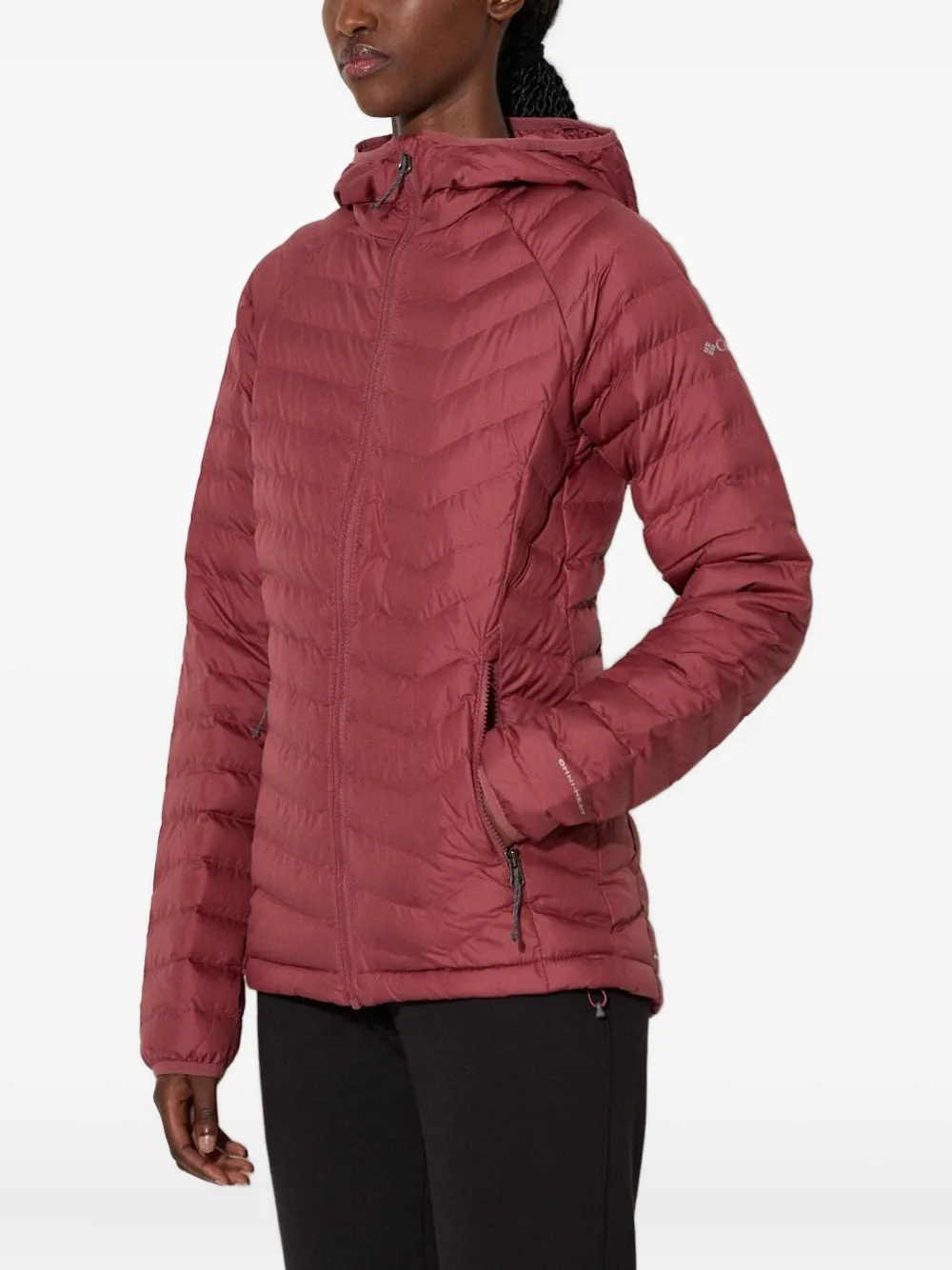Columbia hooded chevron-quilted puffer jacket | Red | Image 1