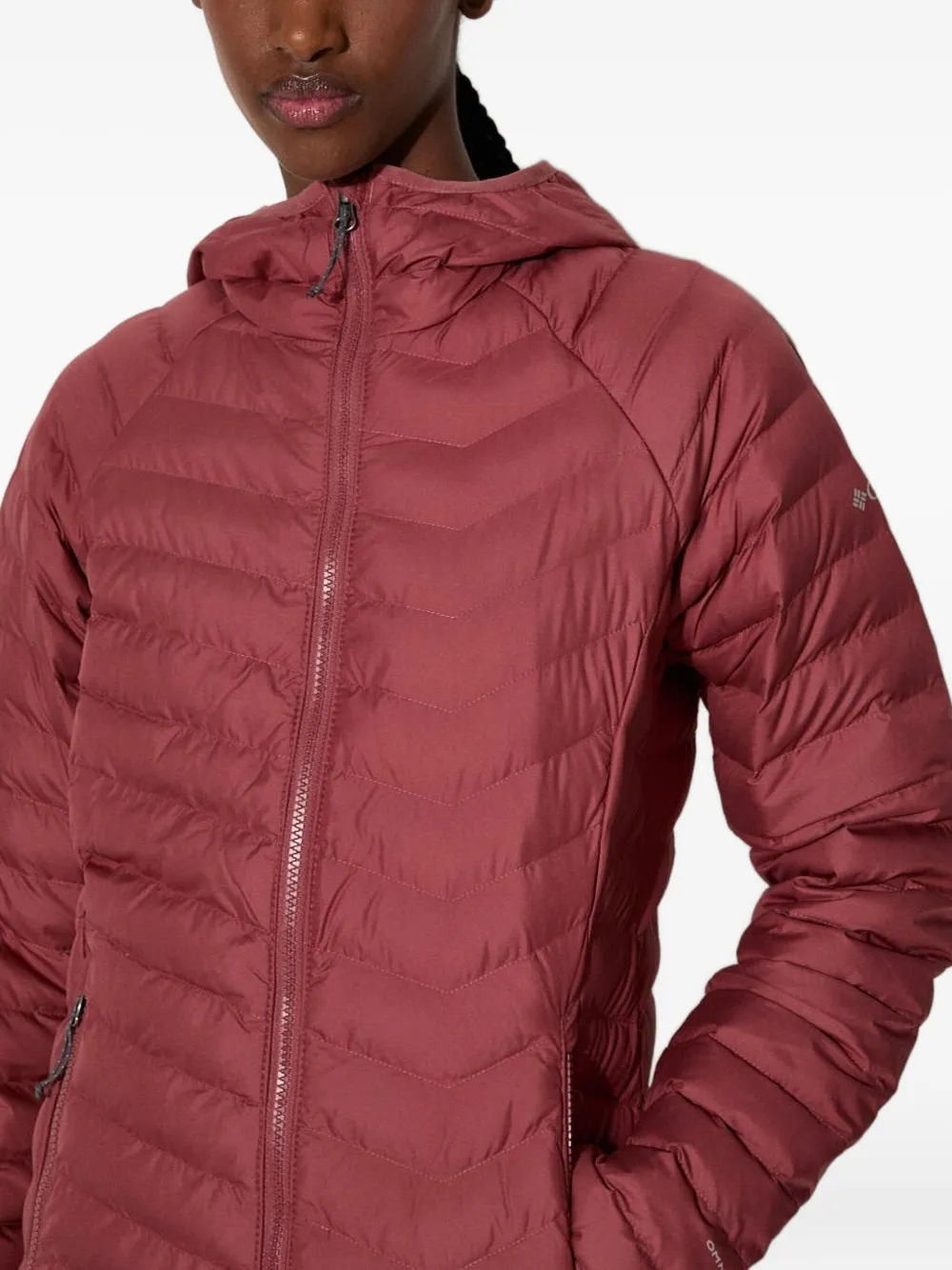 Columbia Hooded Chevron-quilted Puffer Jacket In Red