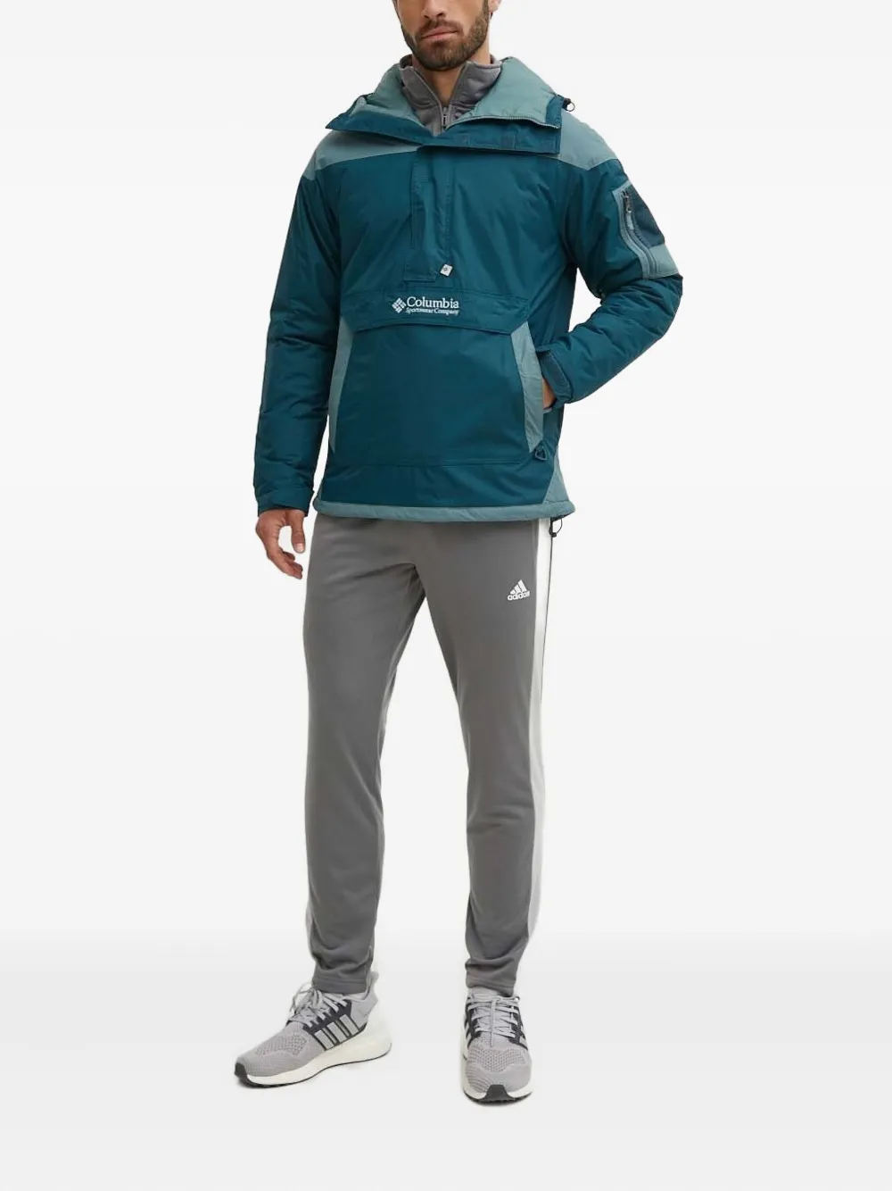 Columbia half-zip color-block jacket Blauw