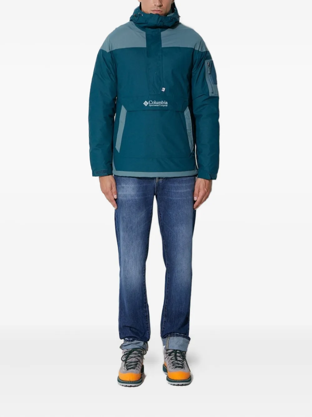 Columbia half-zip color-block jacket Blauw