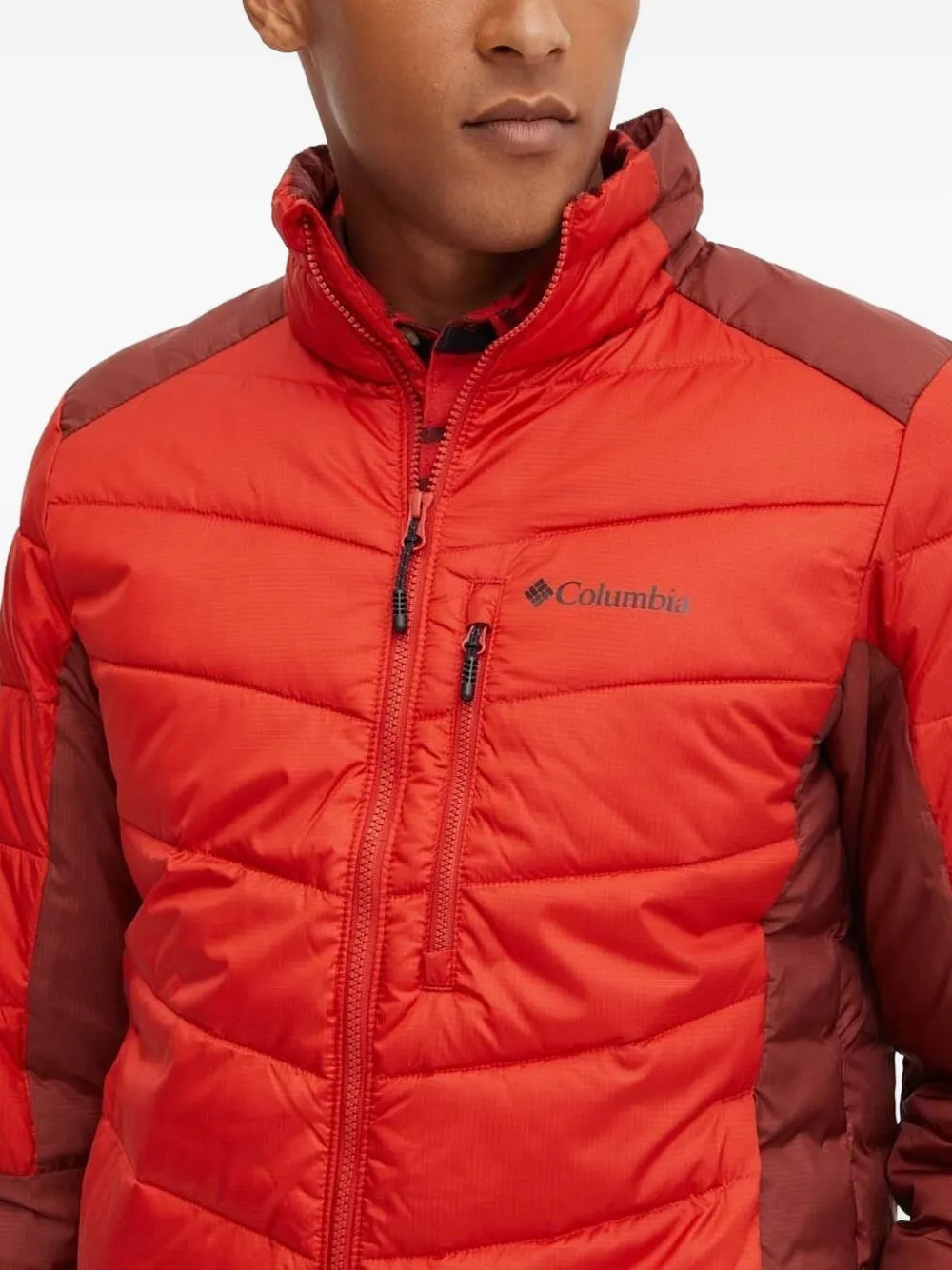 Columbia quilted panelled jacket Rood
