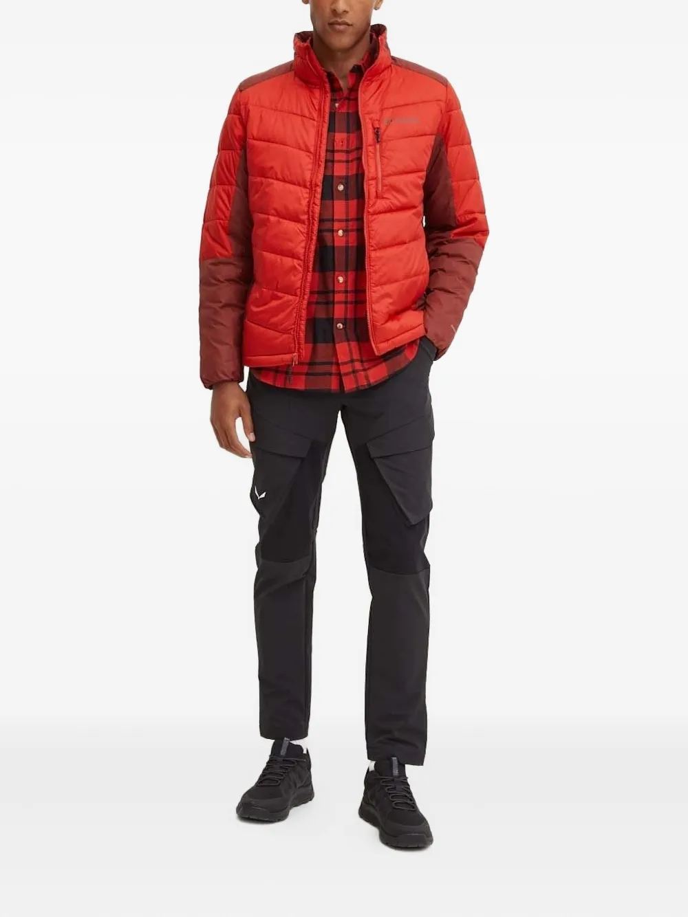 Columbia quilted panelled jacket Rood
