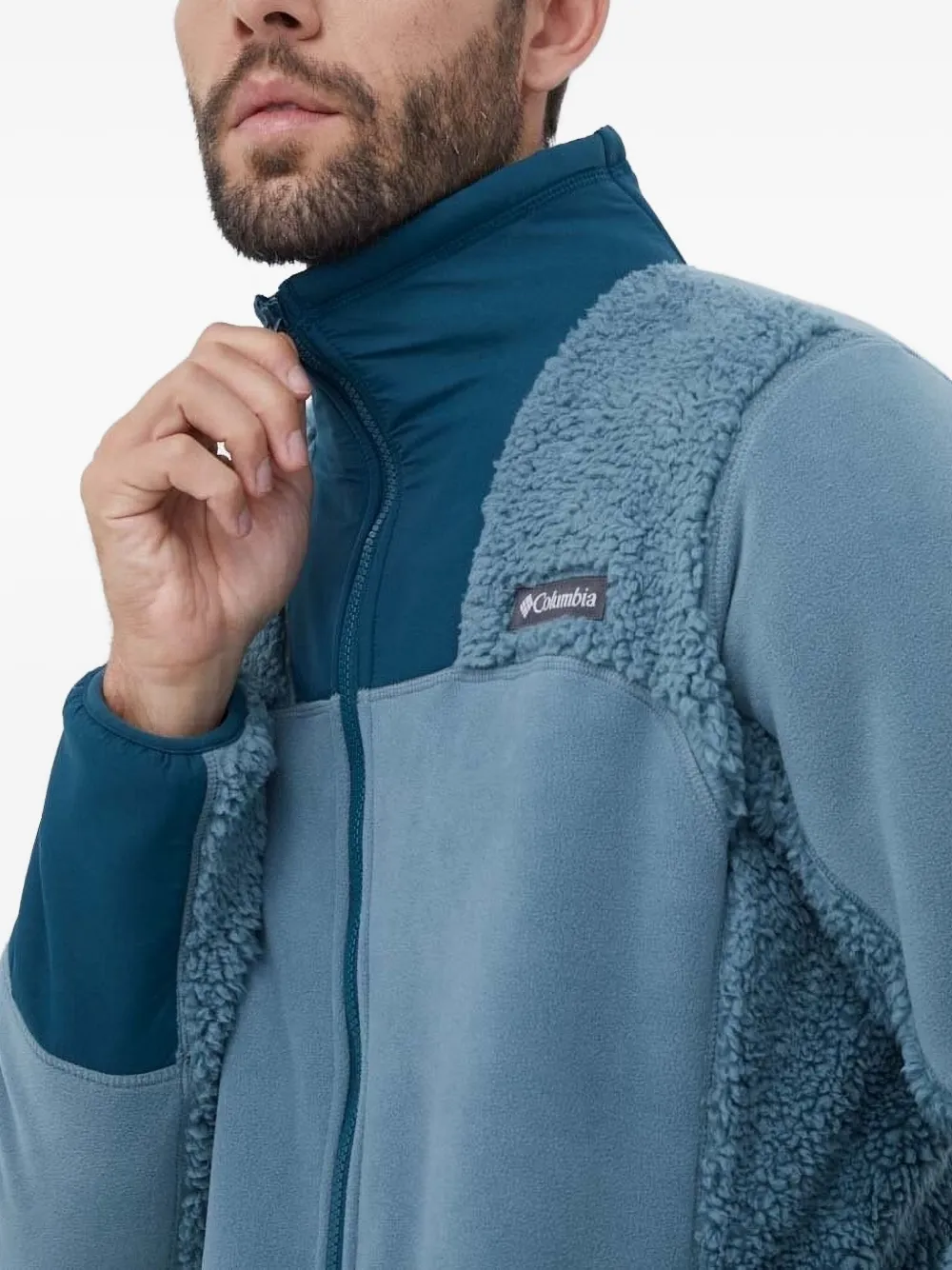 Columbia Trui met fleece vlakken en rits Blauw