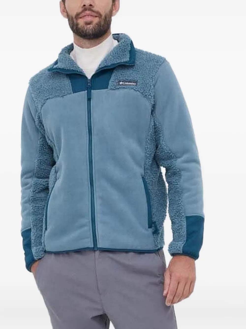 Columbia Trui met fleece vlakken en rits Blauw