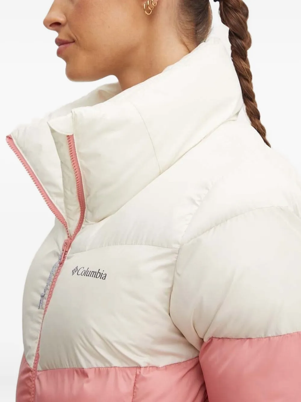 Columbia Puffect Ii Colour-block Puffer Jacket In Pink