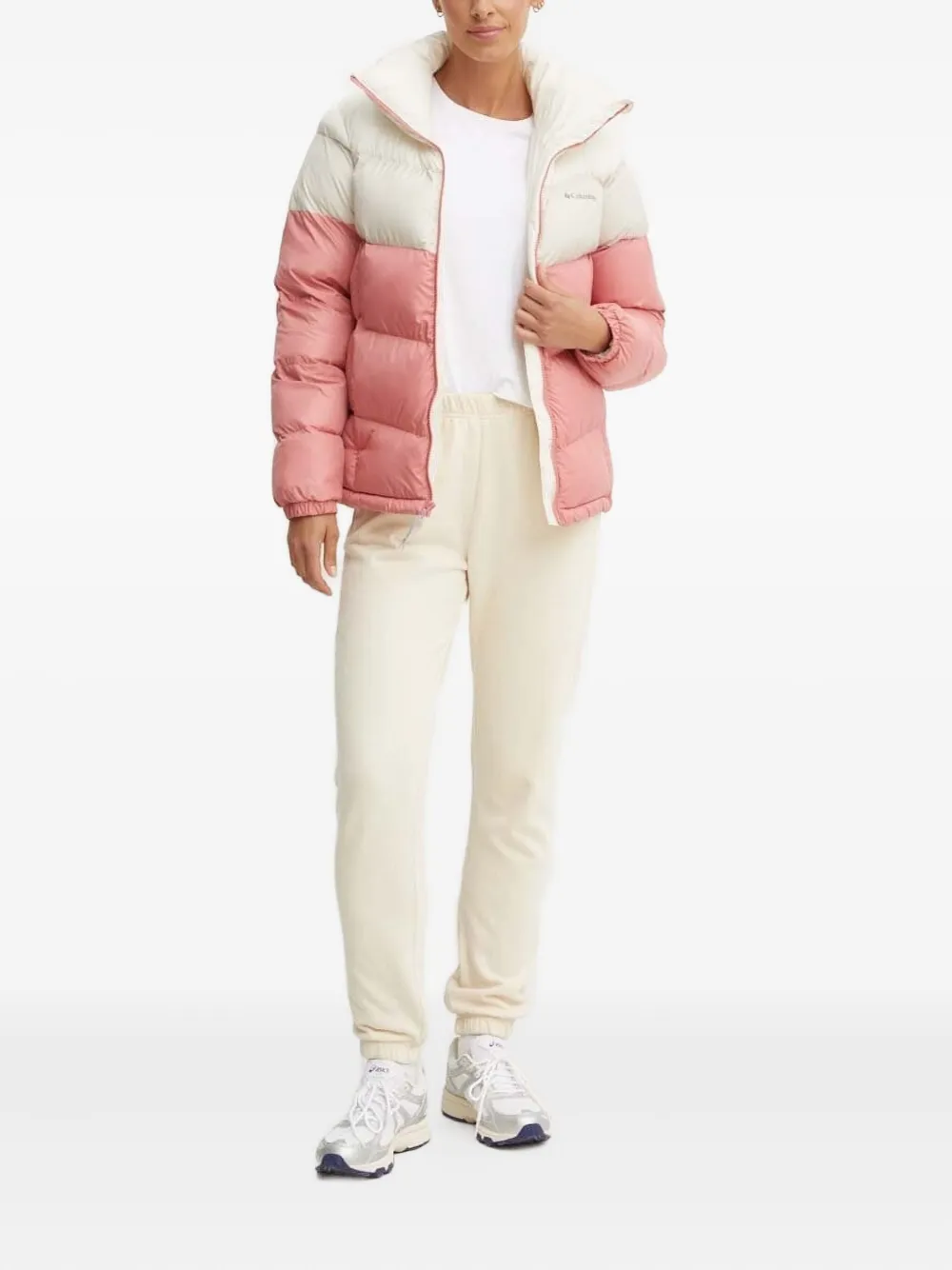 Columbia Puffect Ii Colour-block Puffer Jacket In Pink