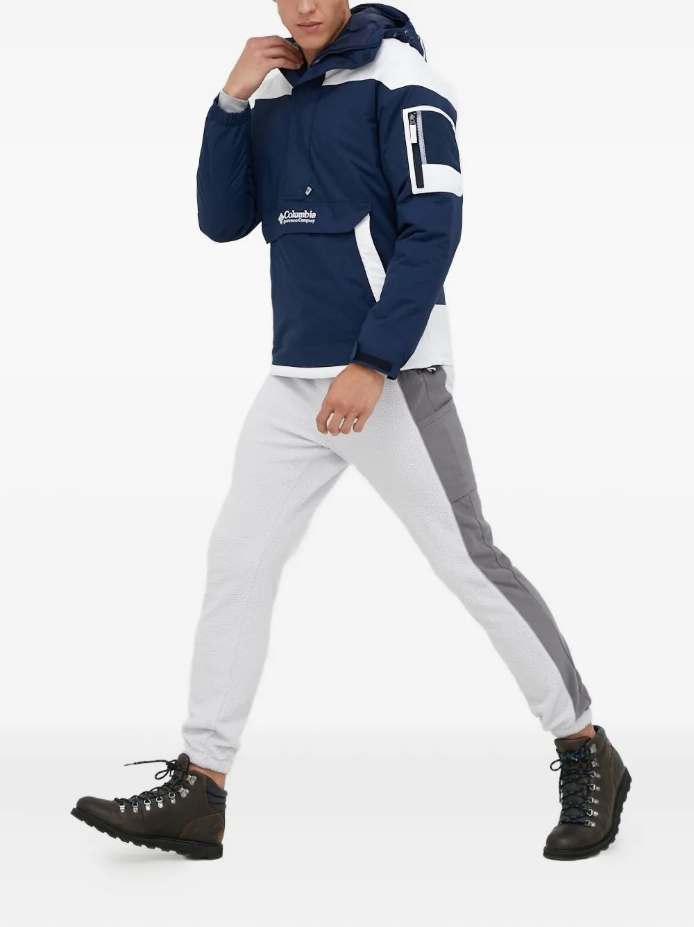 Columbia Hoodie met colourblocking en halve rits Blauw