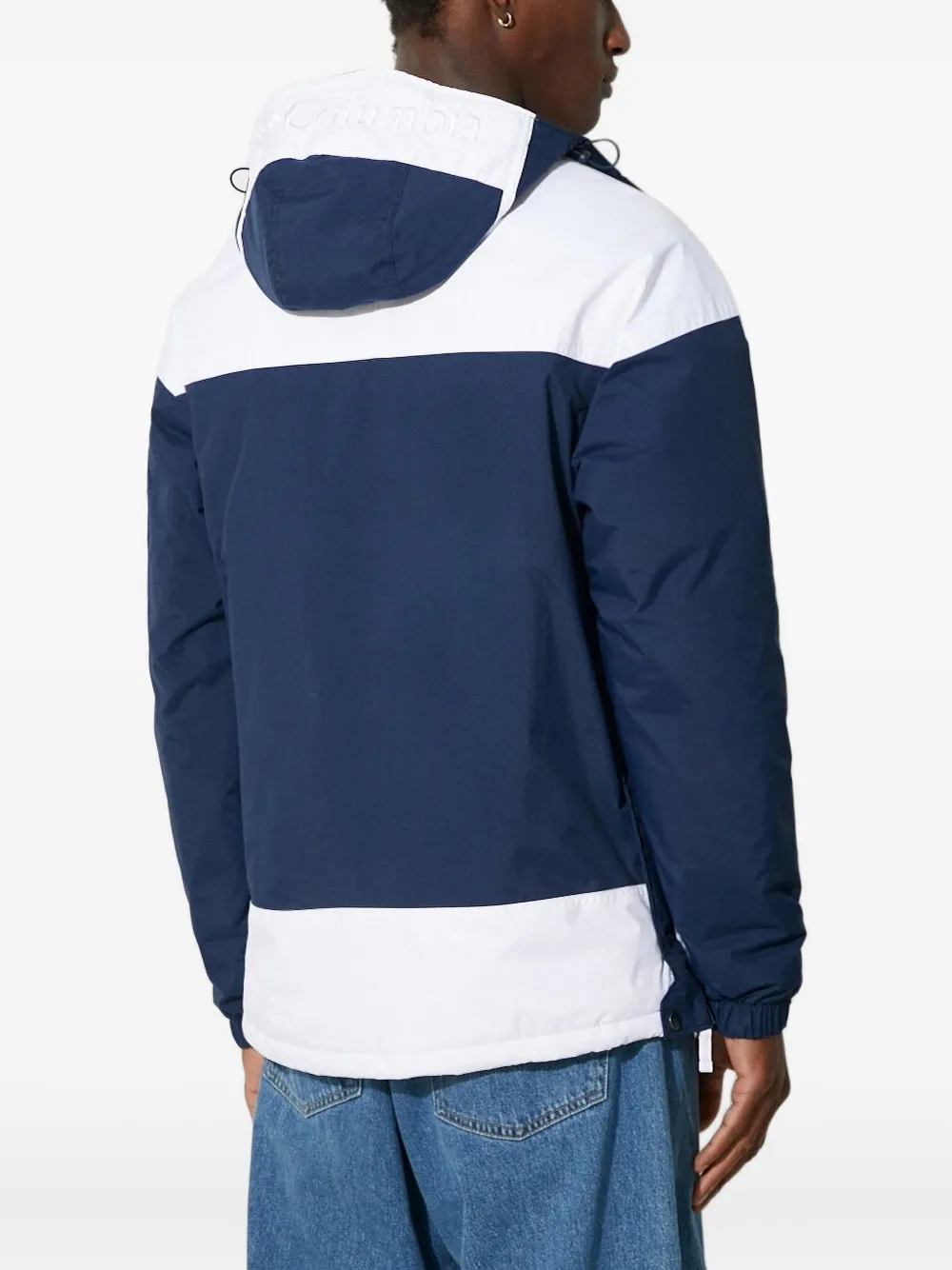 Columbia Hoodie met colourblocking en halve rits Blauw