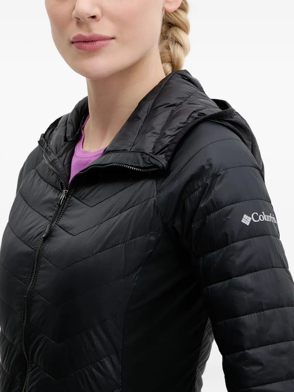 Columbia Jack met capuchon en chevron patroon Zwart